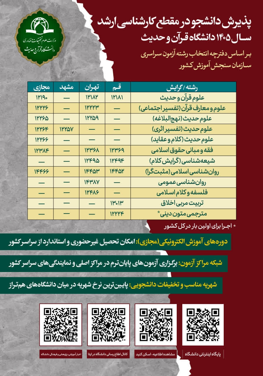 پذیرش دانشجو در مقطع کارشناسی ارشد سال ۱۴۰۵